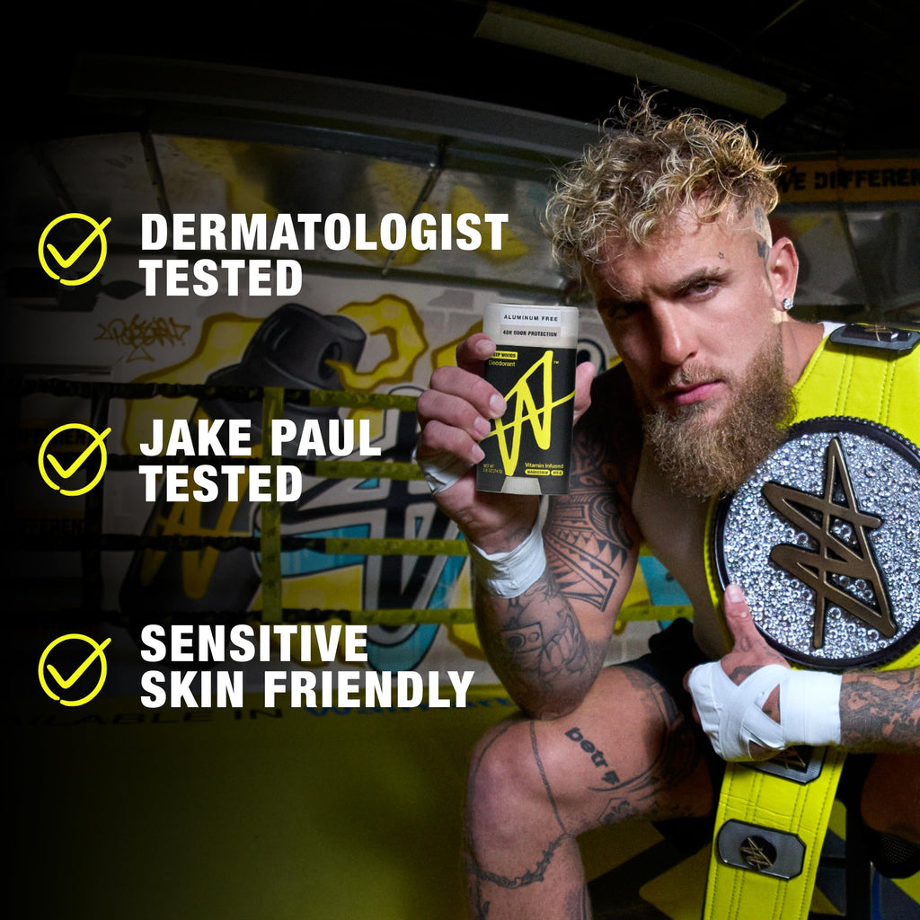 W by Jake Paul Aluminum-Free Deodorant, Odor Blocking, Vitamin-Infused Deodorant for Men