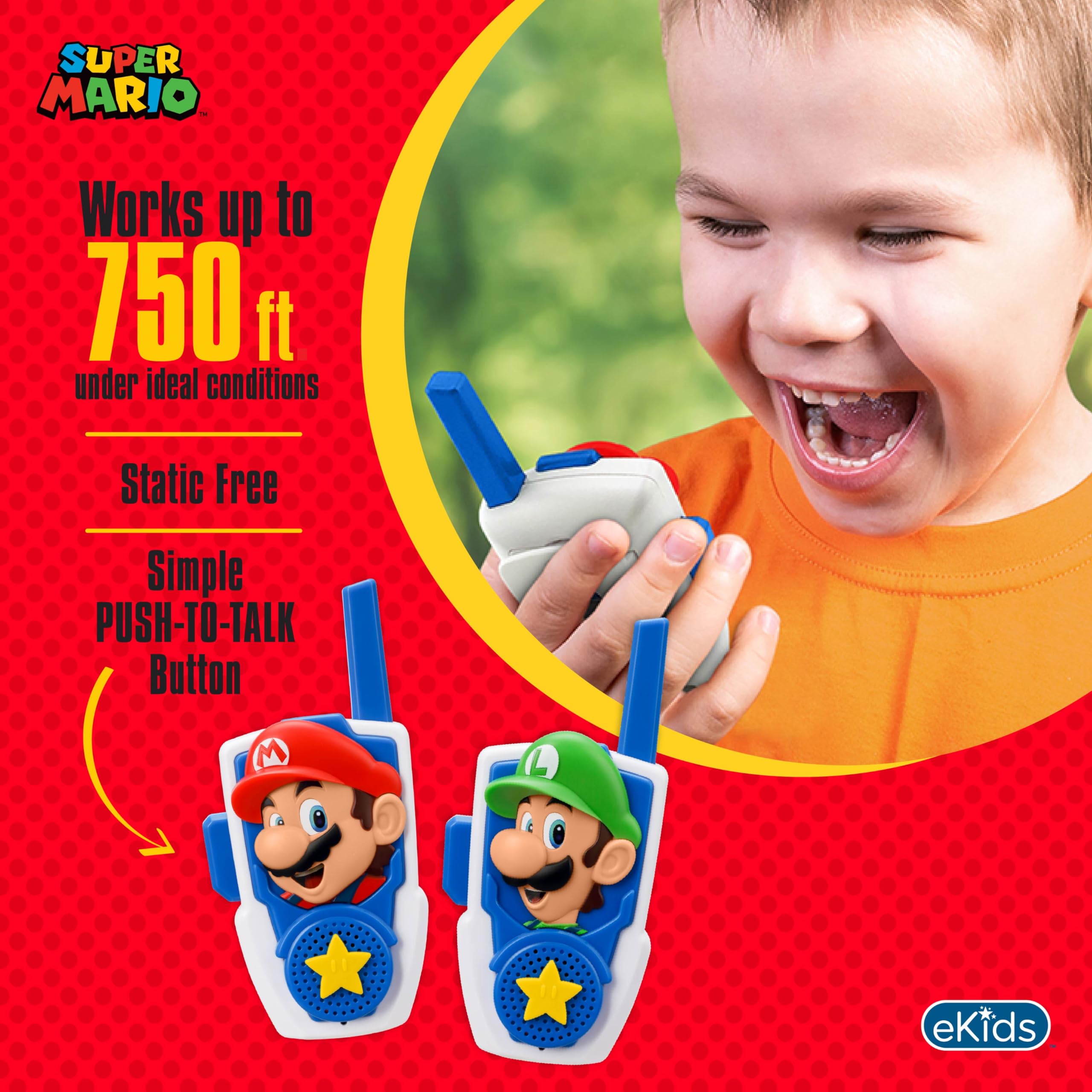 eKids Walkie Talkies for Kids, Static Free Indoor and Outdoor Toys for Kids